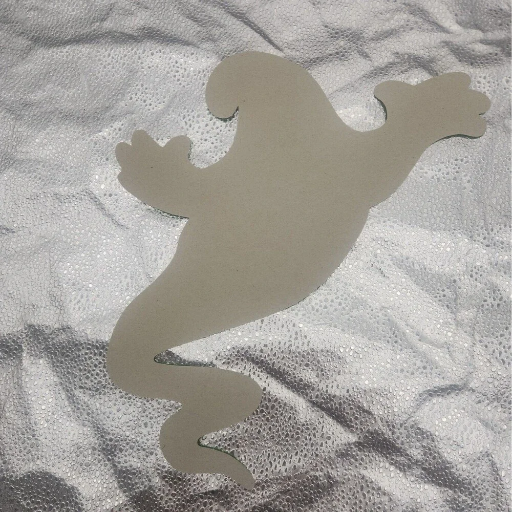 Die Cut Ghost & Cat Cartoon Neon Green Halloween Decoration Beistle Co 70s VTG